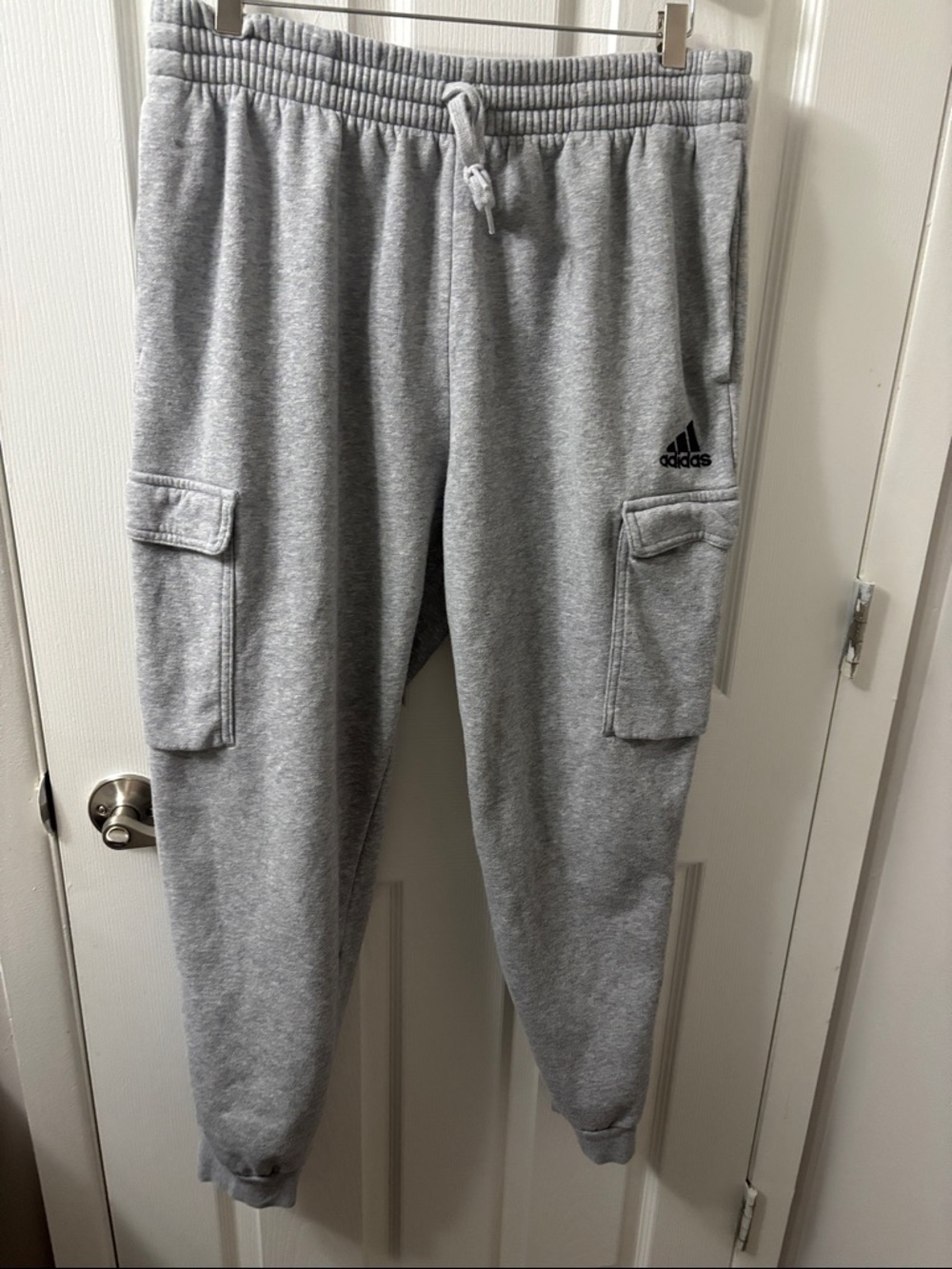 adidas Light Gray Cargo Sweatpants with Logo